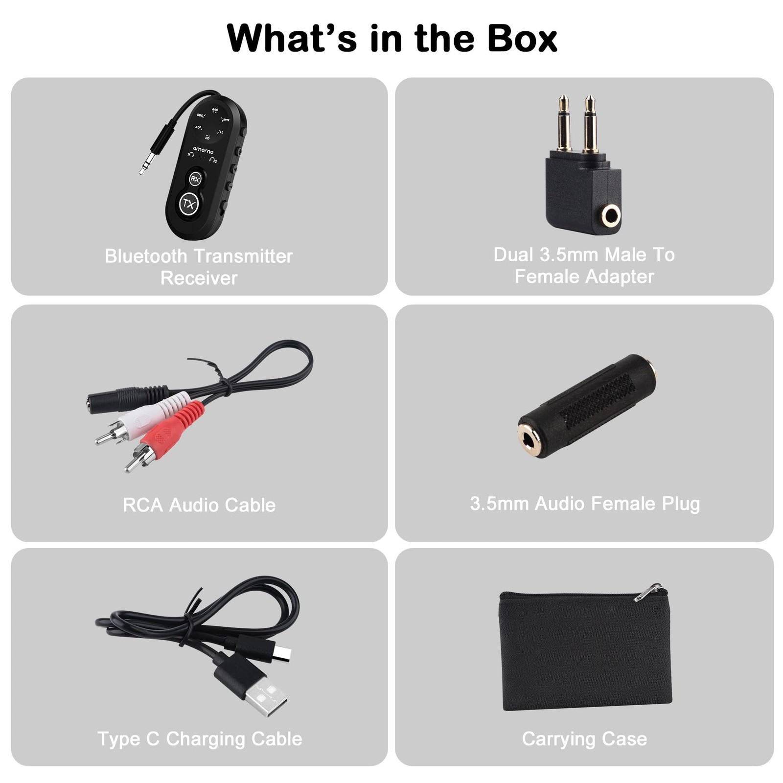 Bluetooth 5.4 Transmitter Receiver, 2 in One Airplane Audio Adapter with Low
