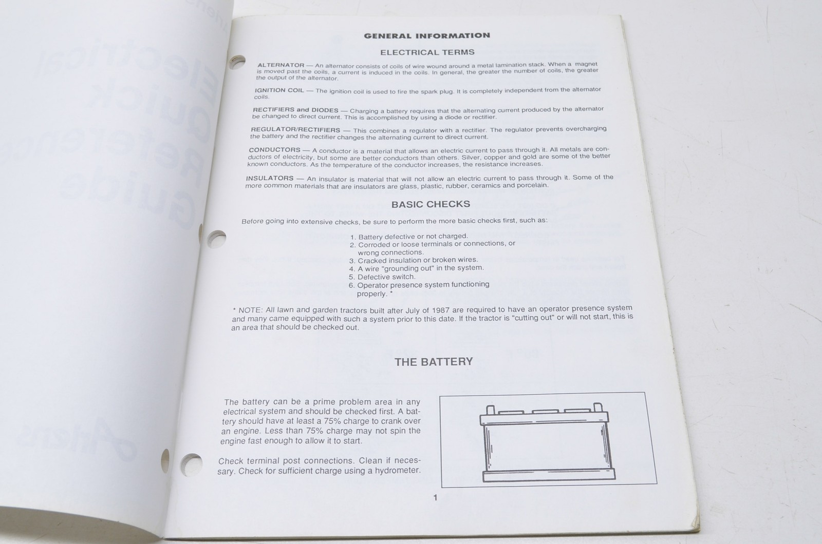 Ariens ESM-93 Electric Quick Reference Guide