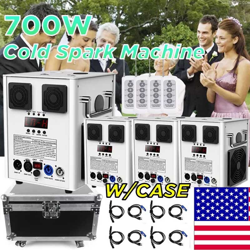 700W Cold Spark Firework Machine DMX DJ Party Valentine's Day Stage Effect &Case
