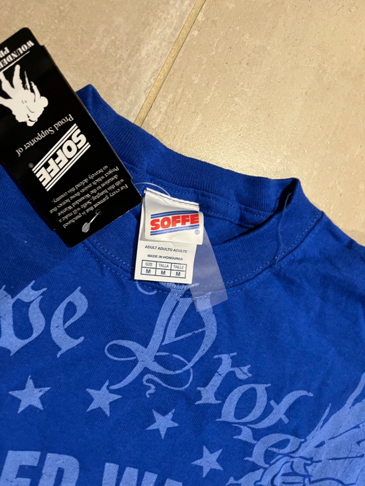 WOUNDED WARRIOR PROJECT TSHIRT,NOS,MEDIUM,ROYAL BLUE,100% cotton ,silk screen