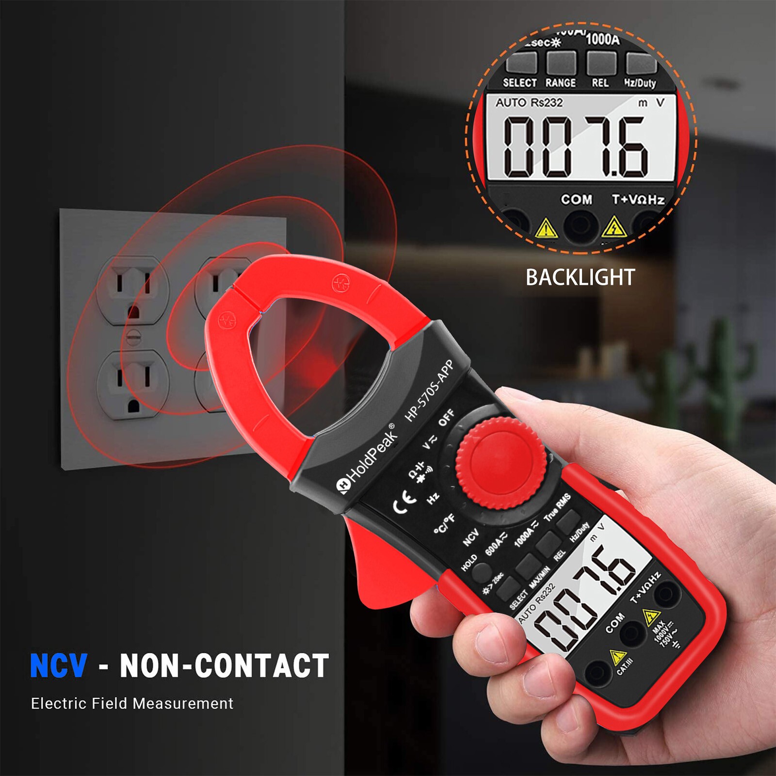 HoldPeak Digital Clamp Meter Multimeter TRMS Auto-Ranging AC/DC Volt Amp Tester