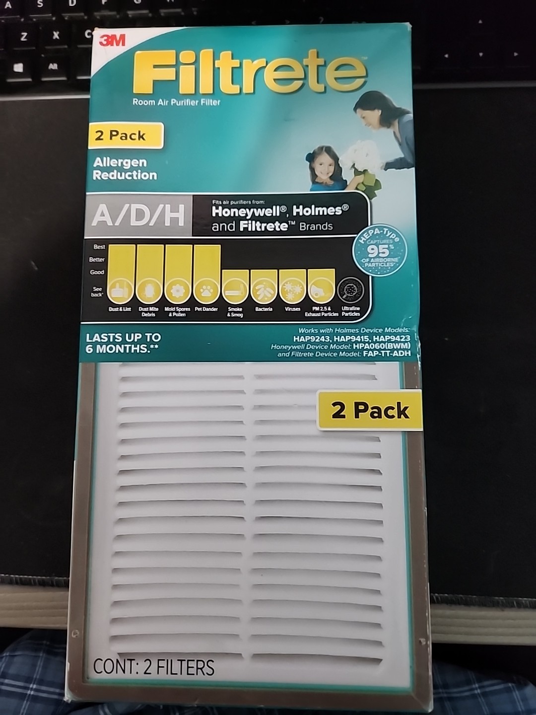 Filtrete A/D/H Allergen Reduction HEPA Air Purifier Replacement Filter, 2 Pack