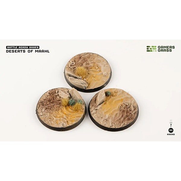 Battle Ready Bases: Deserts of Maahl - Round 50mm (x3)