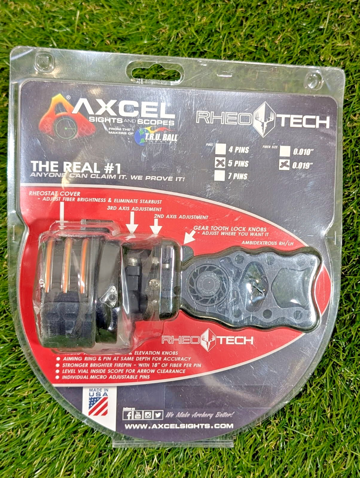 **NEW** AXCEL RheoTech .019" 5-Pin RH/LH Adjustable Sight AXRT-D519-BK
