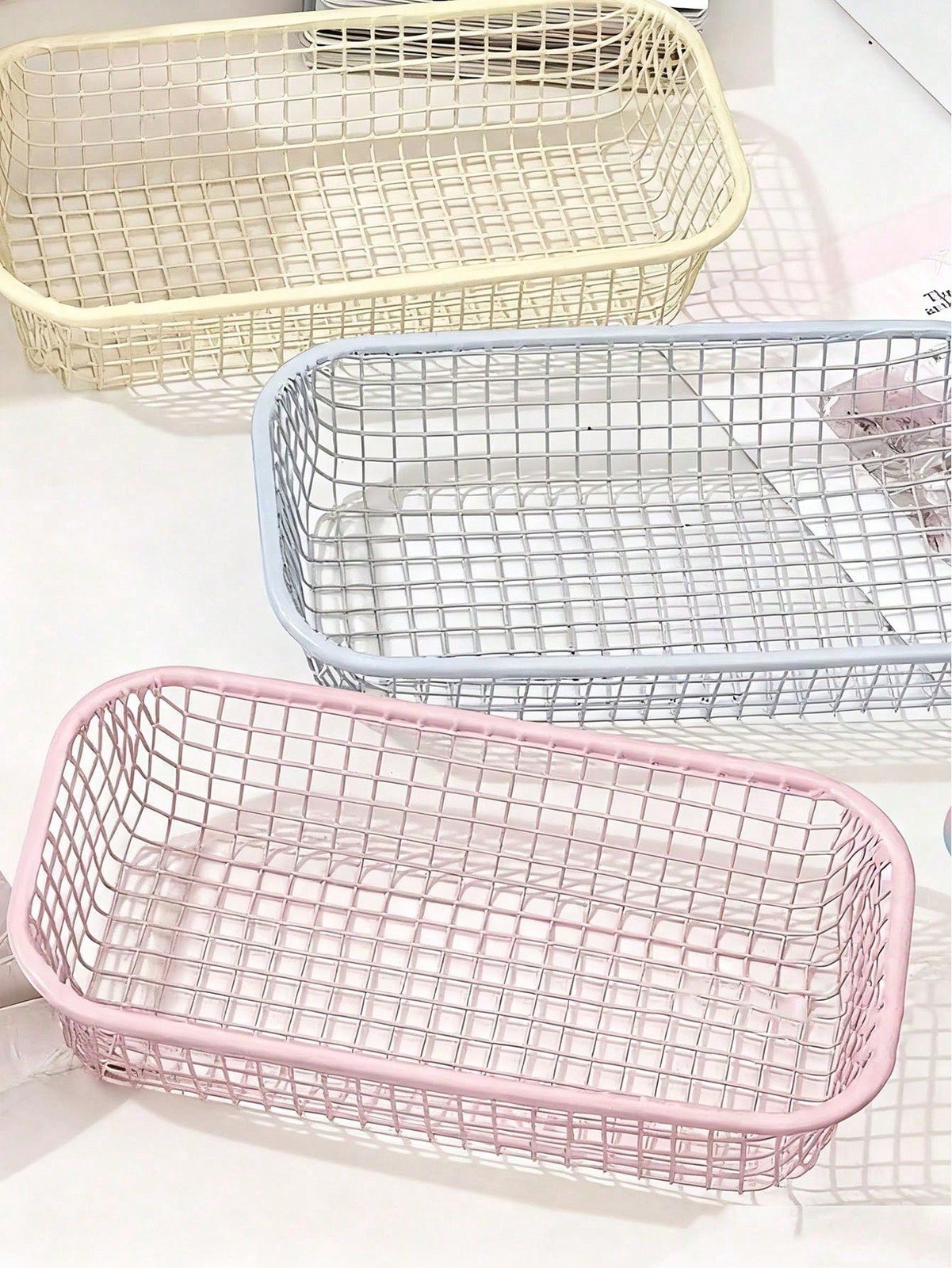 Storage Baskets, Smooth Edge Reinforced Metal Wire Mesh Organizer