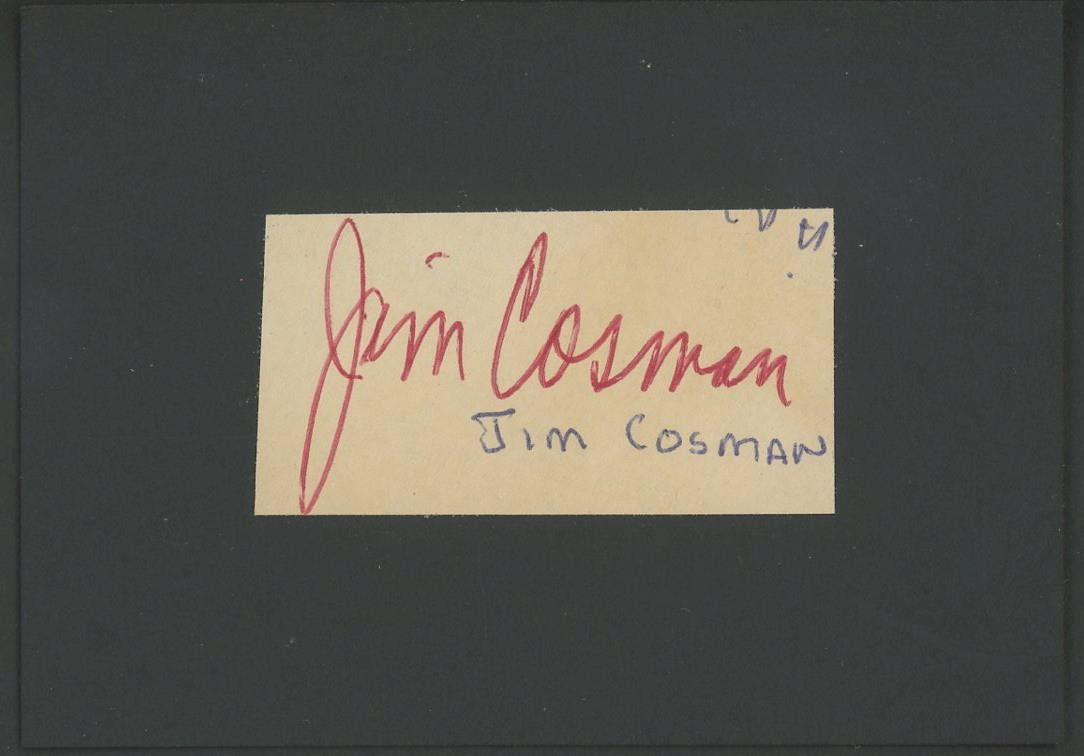 JIM COSMAN (1943-2013) autograph cut | Cardinals/Cubs - signed
