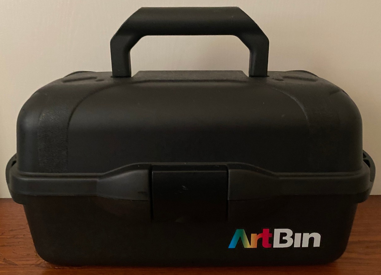 ArtBin Flambeau Products Corp Black Storage Container 2 Fold Out Trays USA Made