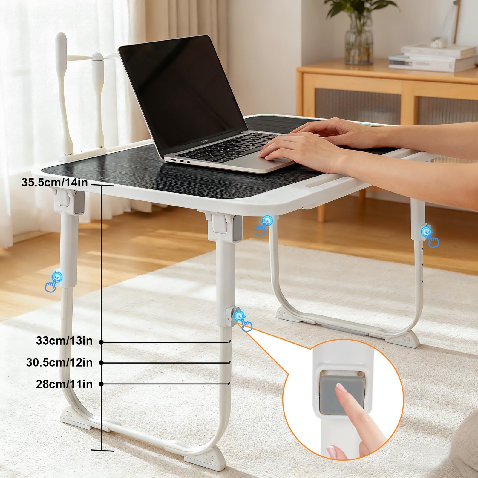 Laptop Desk for Bed, Adjustable Height Laptop Bed Table, Foldable Lap Desk wi...