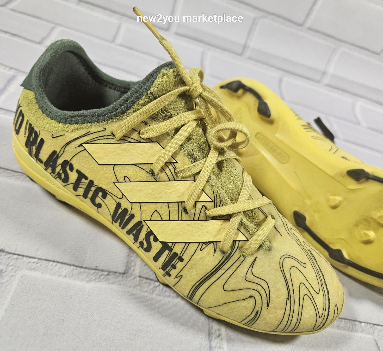 ADIDAS end plastic waste gamemode SOCCER CLEATS SHOES YELLOW HR1740 youth size 4