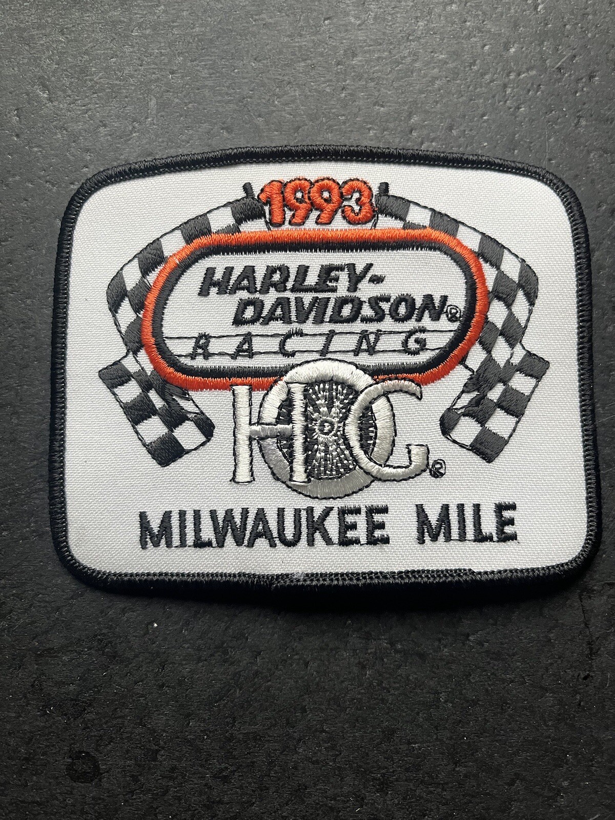 1993 HARLEY DAVIDSON OWNERS GROUP HOG RACING "MILWAUKEE MILE" VEST JACKET PATCH