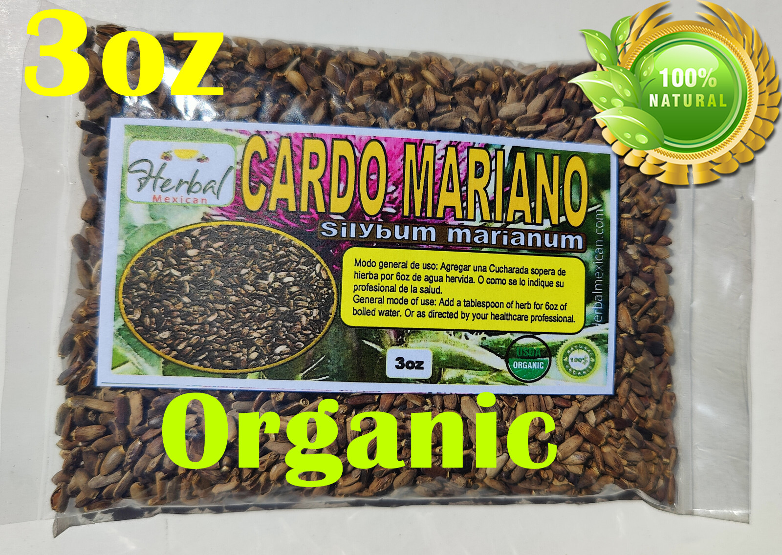 Cardo Mariano Silimariano Milk Thistle Seeds semillas de cardo Mariano/lechoso