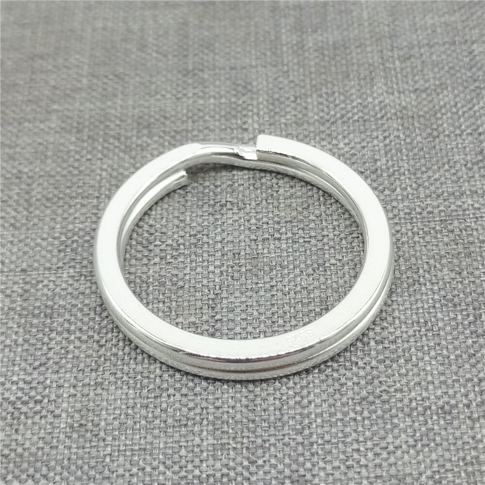 Sterling Silver Shiny Key Ring 925 Silver Split Ring Clasp for Key Chains 25mm