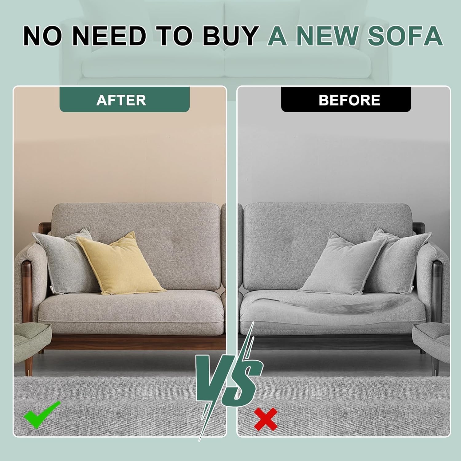 Medium-Firm 24x24x6 Foam Sofa Cushion with Removable Cover - Soft & Supportive
