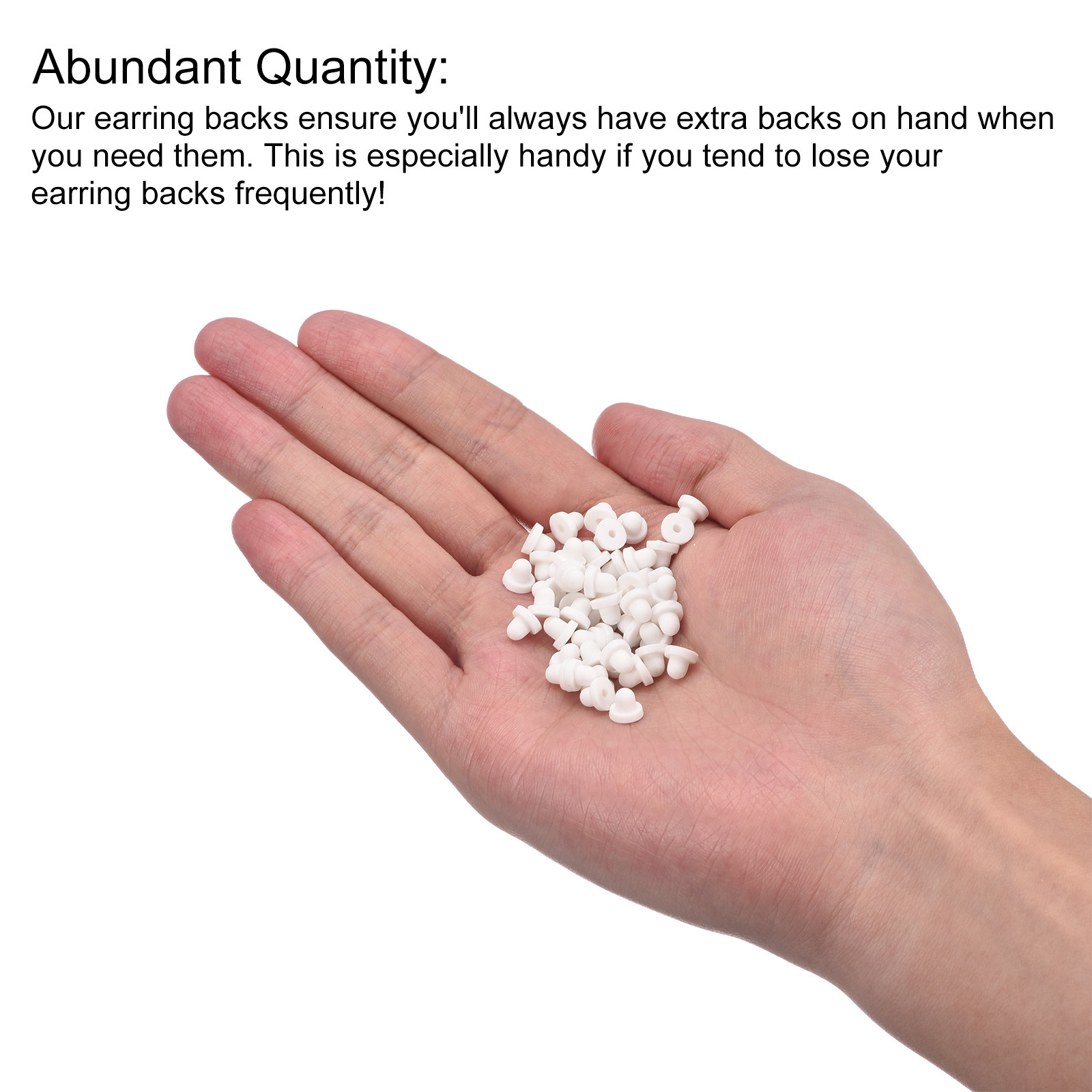 Earring Backs, 50pcs - Silicone Soft Earring Backs for Studs (White,6mm)