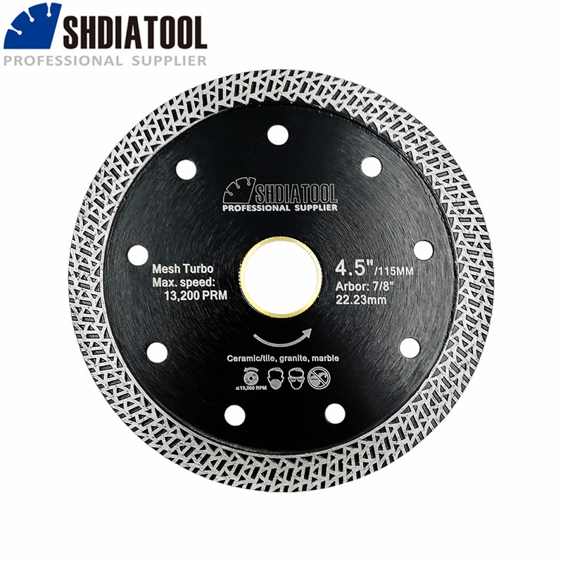 5pc Diamond Mesh Turbo Angle Grinder Saw Blade for Porcelain Tile 4.5''/115mm
