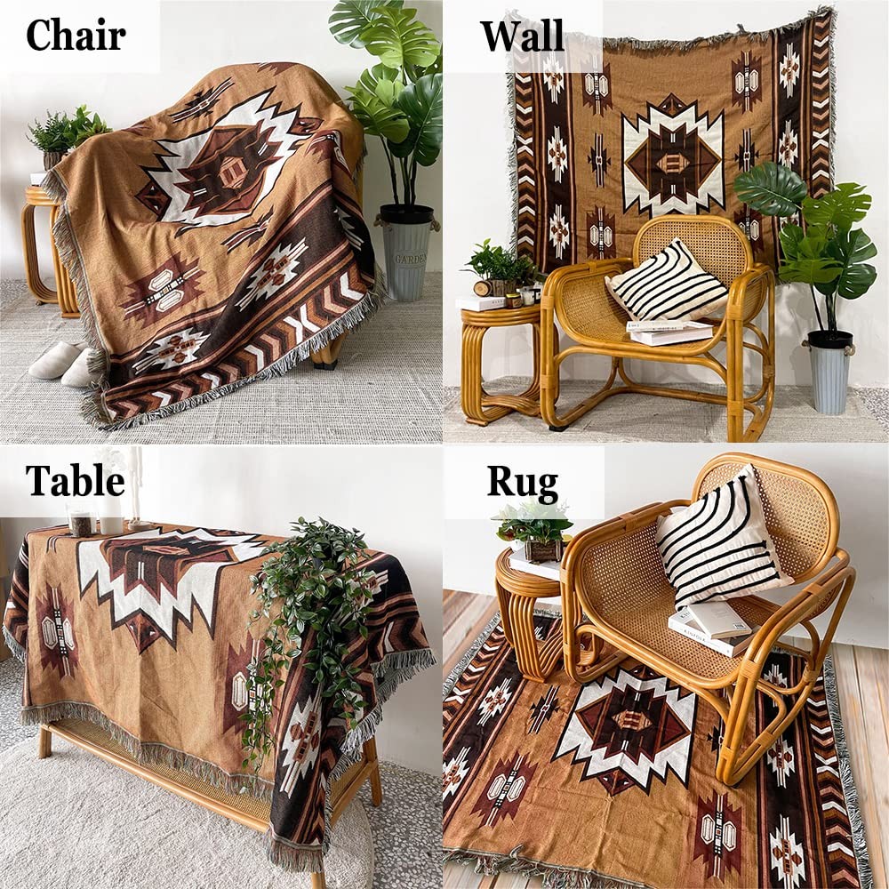 CCHYF Aztec Blanket Southwestern Reversible Mexican Couch Bed Chair Wall 51x63