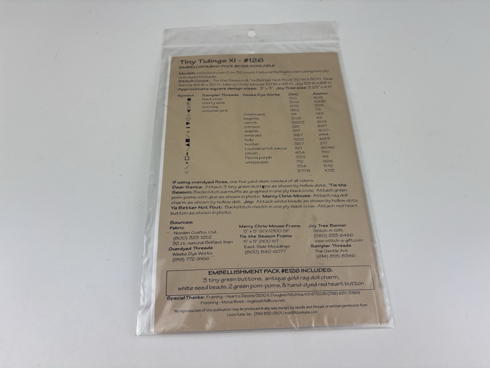 Lizzie Kate Tiny Tidings XI Counted Cross Stitch Pattern 5S