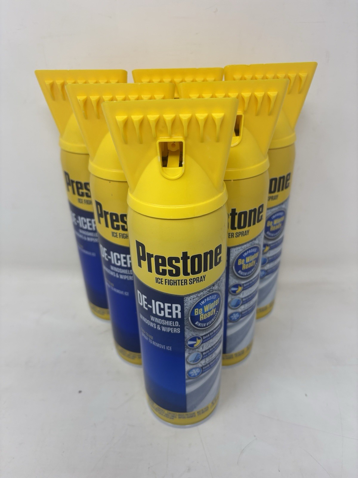 Prestone De-Icer Ice Fighter Spray Windshield Windows Wipers 6 Cans for Winter