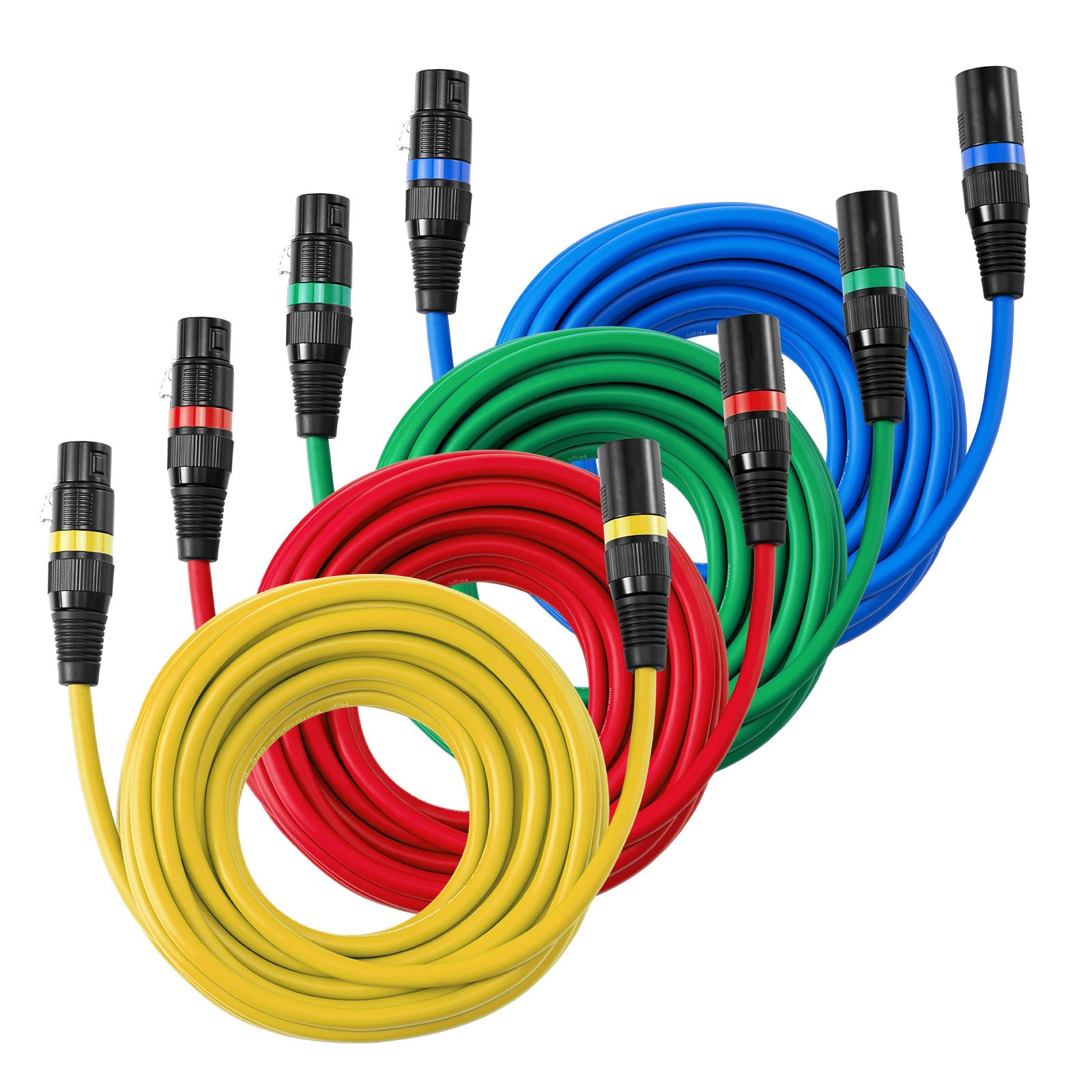Uimoso 25 ft 4-Pack XLR Cable, Balanced 3-Pin Male to Female Microphone Cord