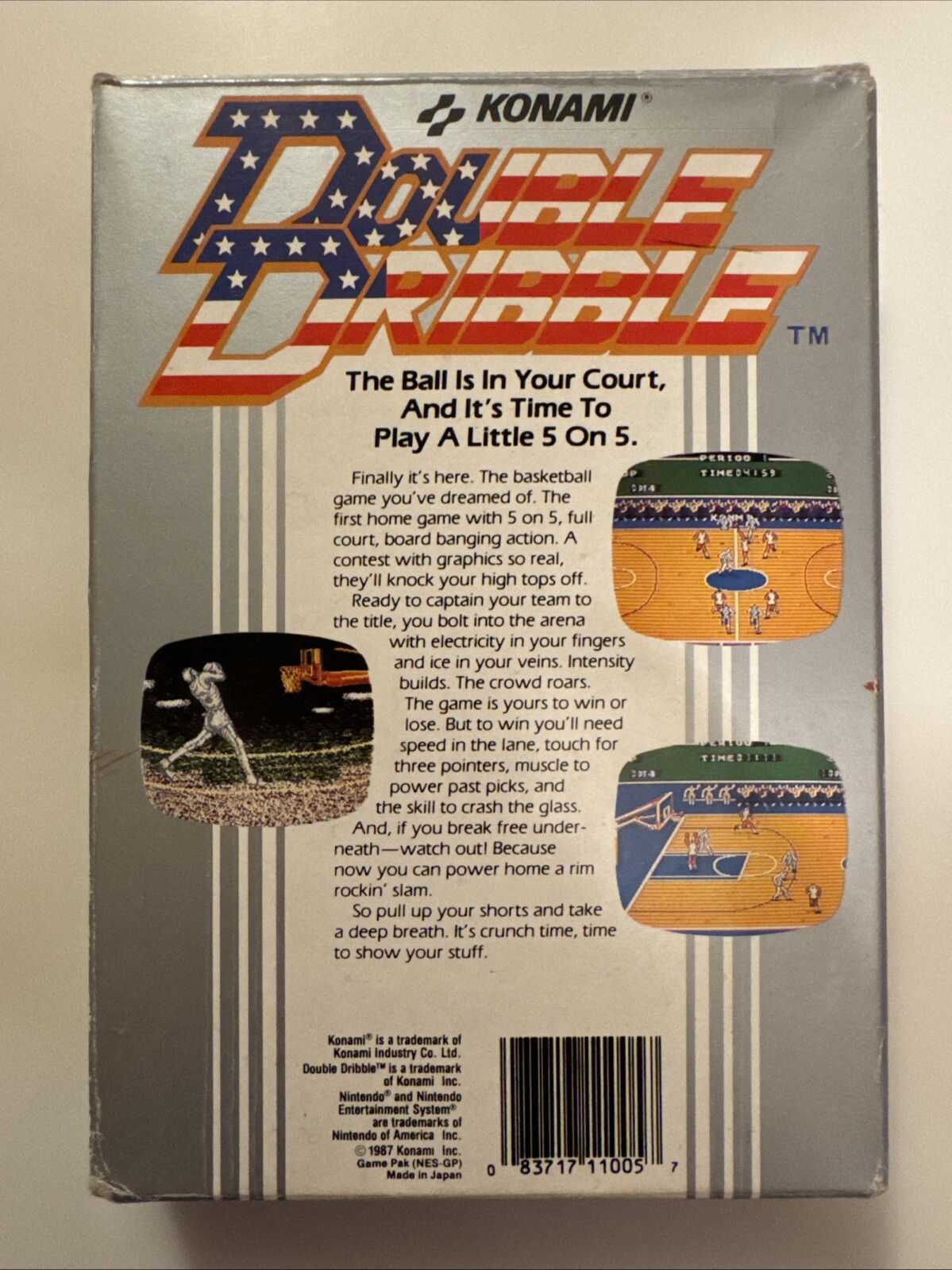 NES Double Dribble (corner 3) Box,manual, Game Included