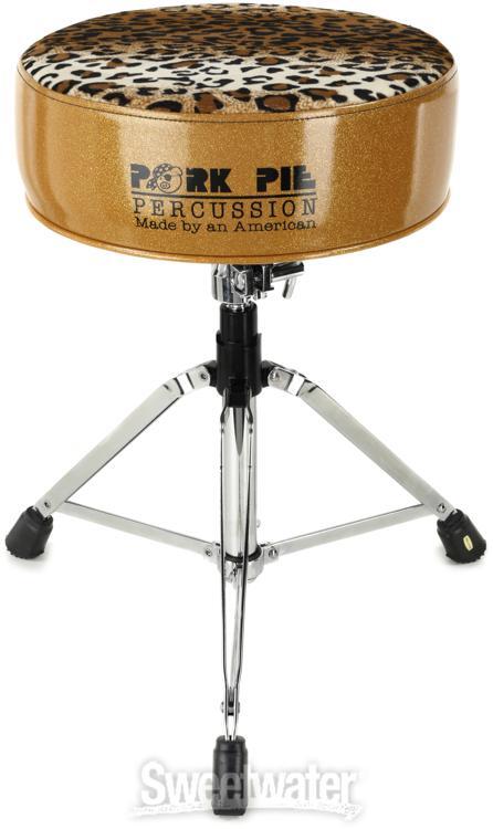 Pork Pie Percussion Round Drum Throne - Gold with Leopard Print