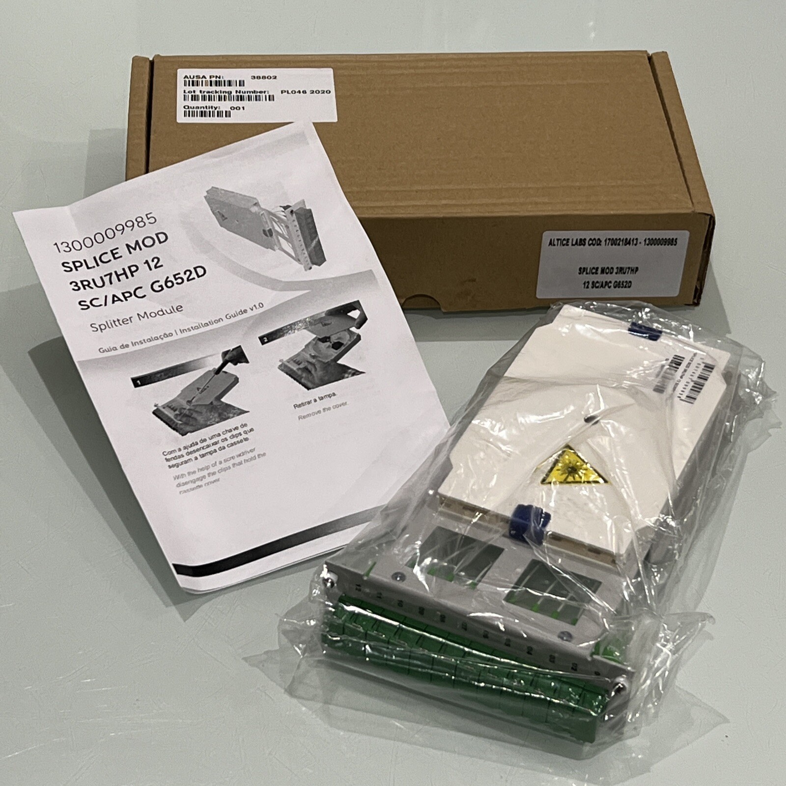 Altice Labs Splice Cassette, 12 Fiber 3RU7HP 12 SC/APC G652D Splitter Module