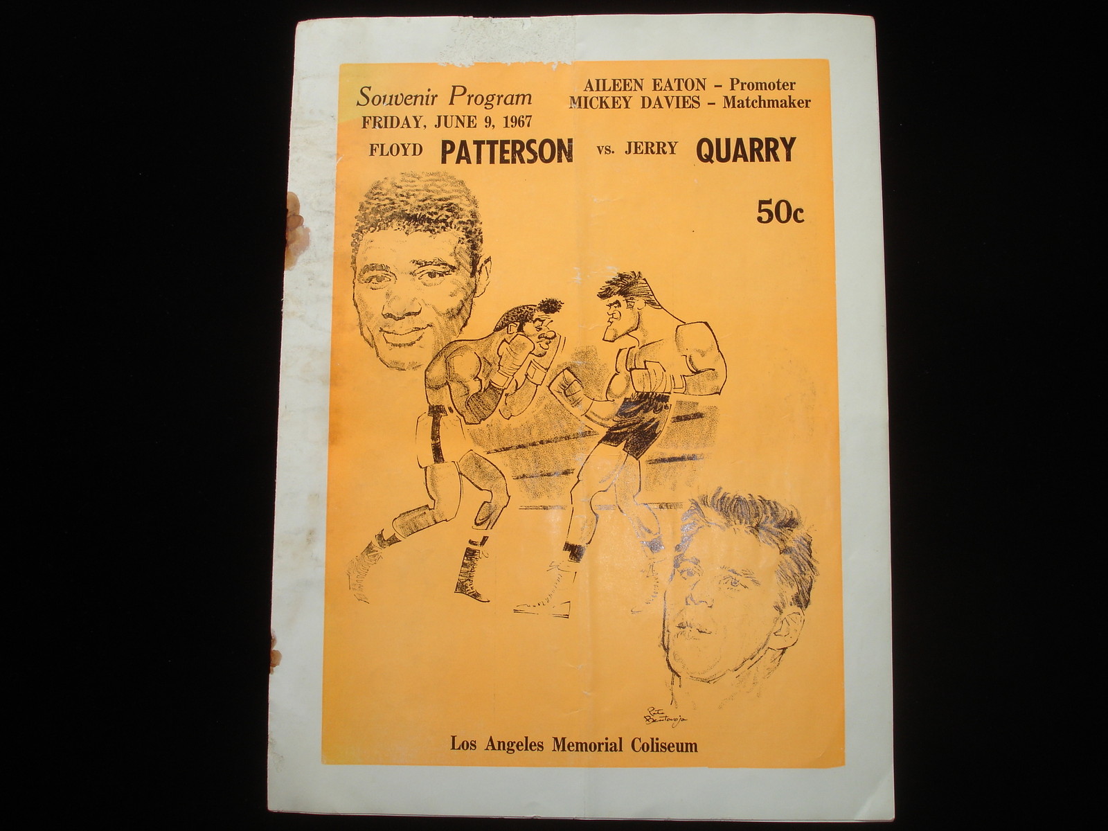 June 9, 1967 Floyd Patterson vs. Jerry Quarry On Site Program VG