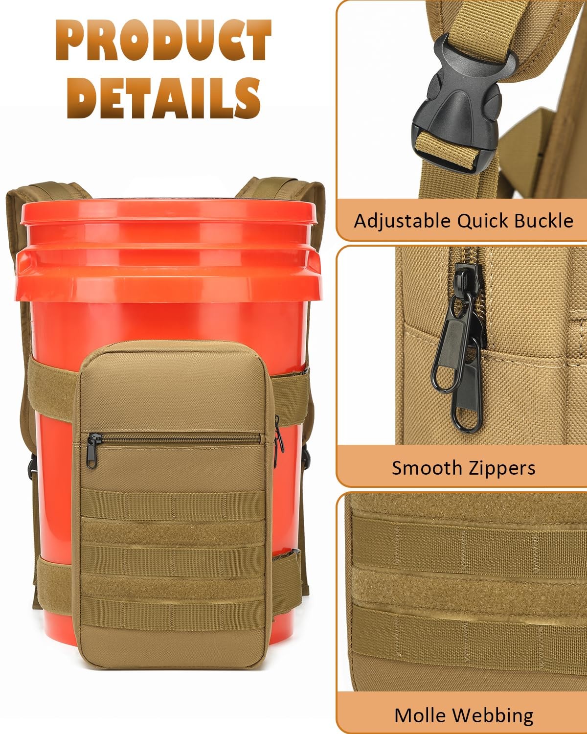 Backpack for 5 Gallon Buckets - Universal Bucket Organizer with Pocket for Hu...