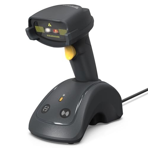 Wireless Barcode Scanner, 1D/2D QR Code Scanner with Smart Base,