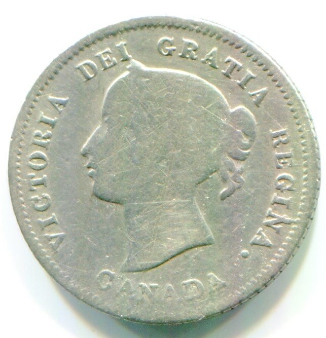 1874-H Canada Silver Five Cent / 5 Cent !! Plain 4 !!