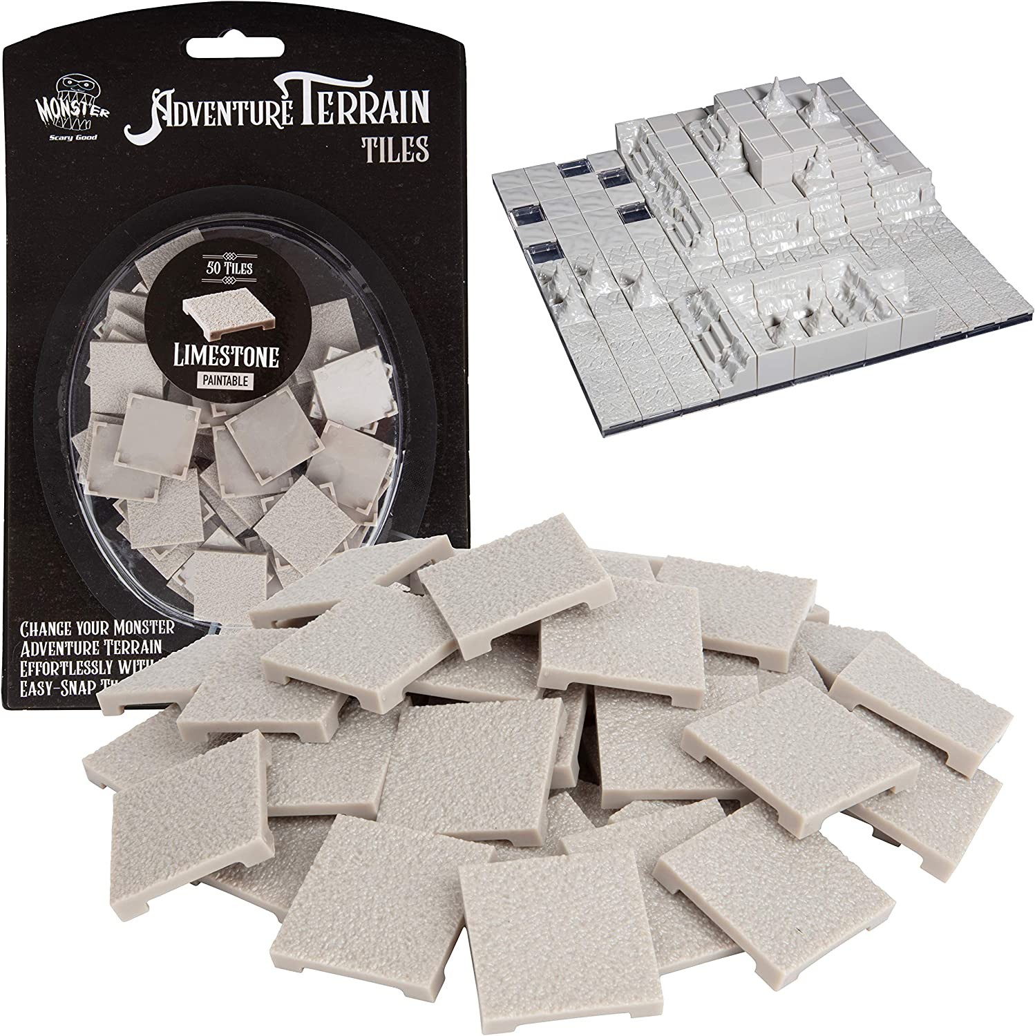 Monster Adventure Terrain 50pc Limestone Tile Expansion Pack Paintable 1 inx1"