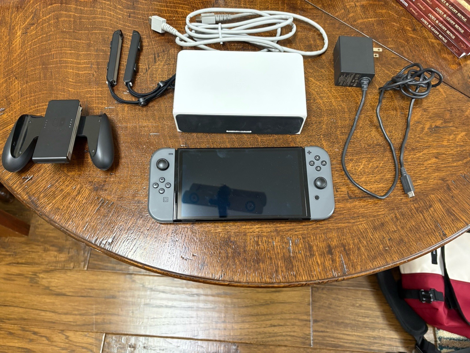 Nintendo Switch OLED Bundle w/ Dock, Joy-Cons (Gray), + Splatoon 2 & 1-2-Switch