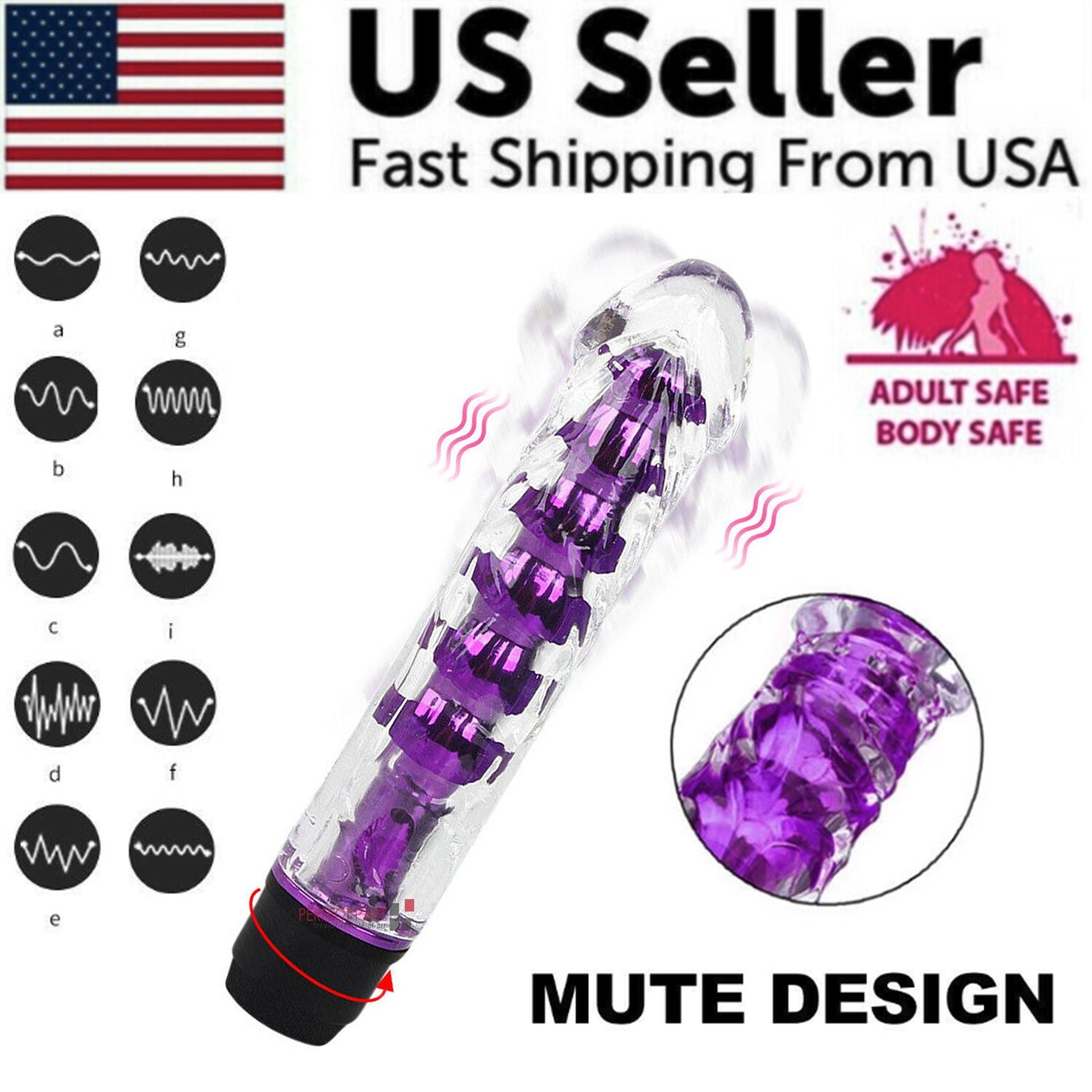 Sex Toys For Women Powerful G-Spot Clit Vibrator Dildo Massager Adult Purple