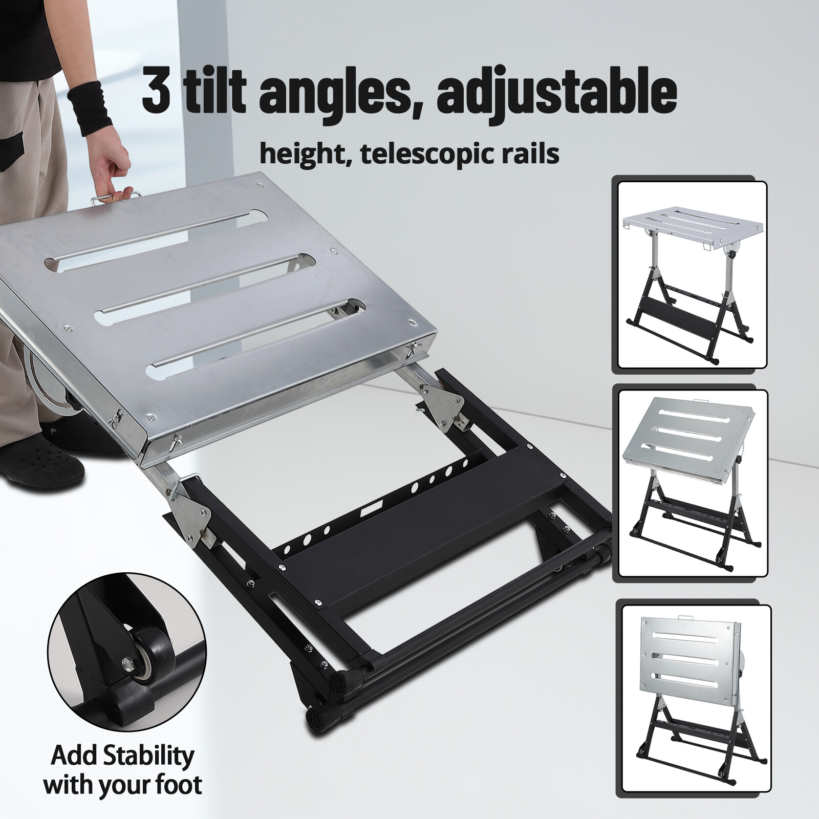 Welding Table, Portable Folding Workbench With Adjustable Height for Garage,Shop