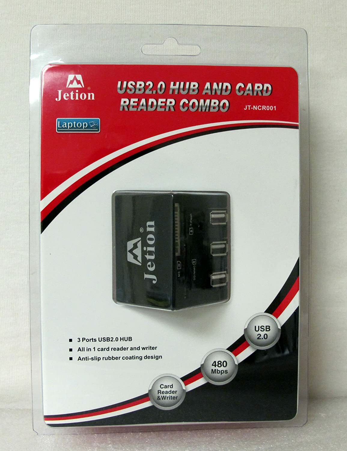 Jetion JT-NCR001: 2.0 USB Hub & Card Reader Combo - Black