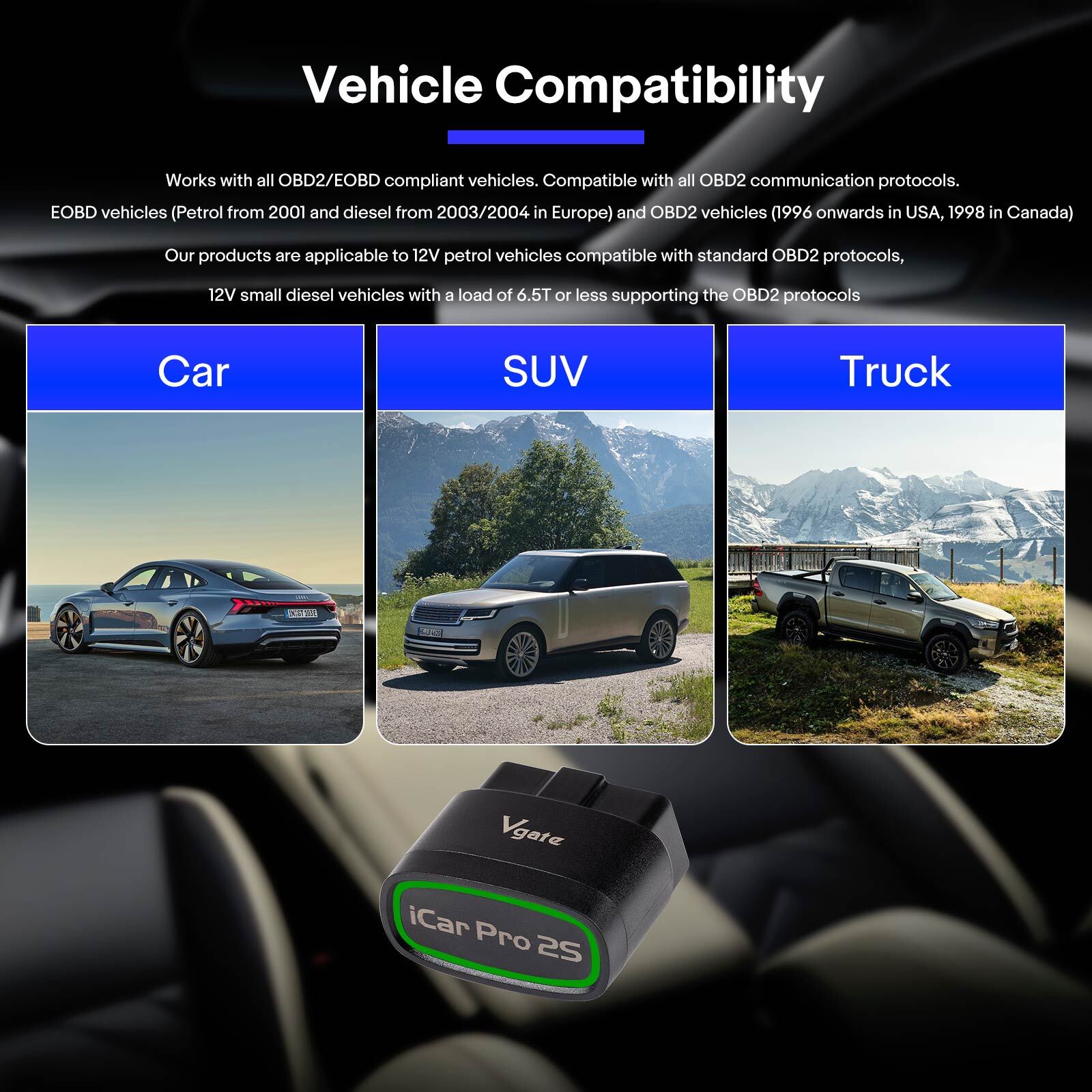 Vgate iCar Pro 2S Bluetooth 5.2 OBD2 Diagnostic Scan for iPhone,Android,Windows