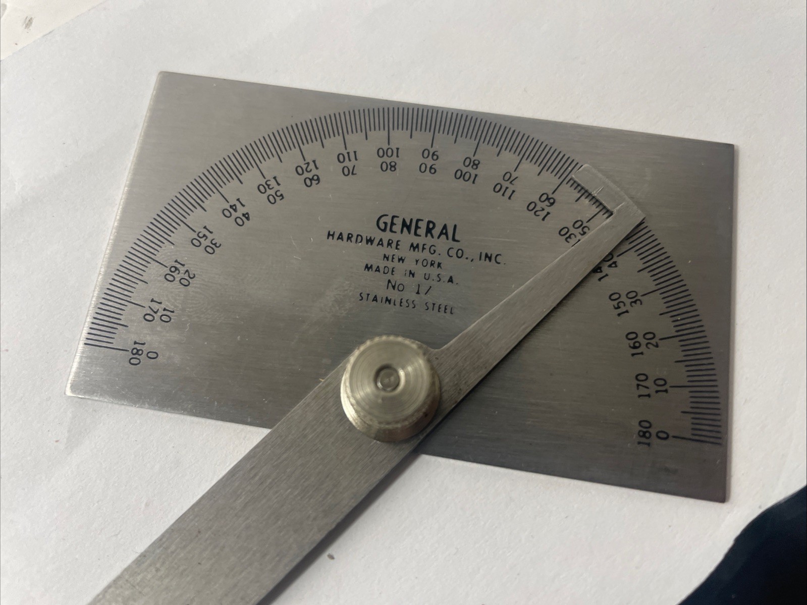 General Tools 17 Square Head Protractor, Angles 0° To 180° Stainless Steel +Case