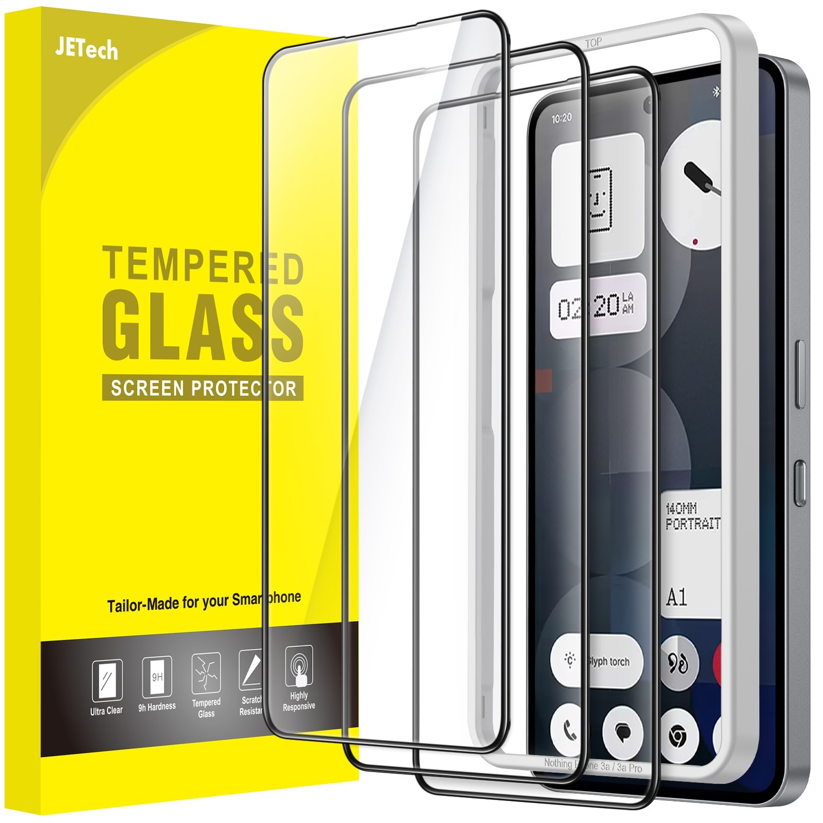 Full Coverage Screen Protector for Nothing Phone 3a / 3a Pro, HD Clear, 3-Pack