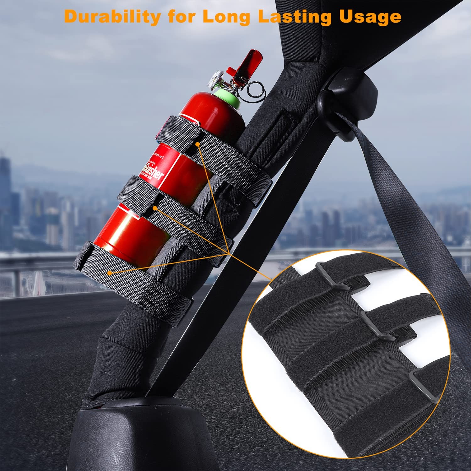 HTHE for Ford Bronco Trunk Adjustable Roll Bar Fire Extinguisher Mount Holder...