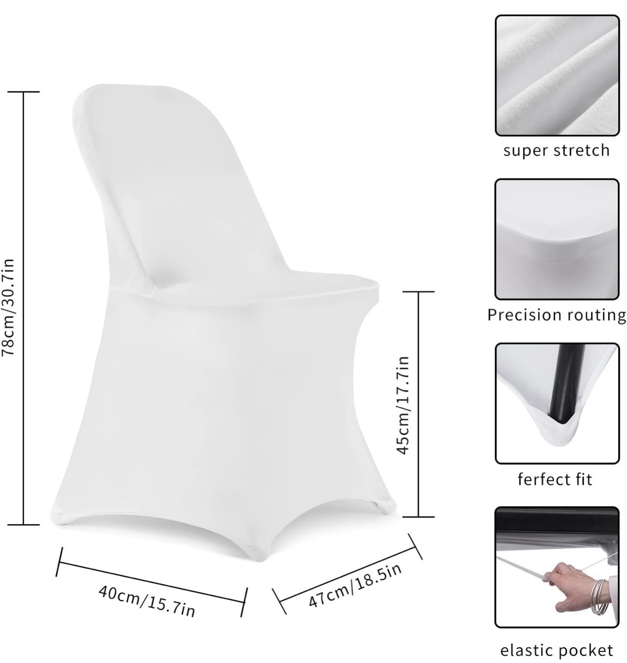 HAINARverS 30pc Stretch Spandex Folding Chair Covers Universal , White NEW