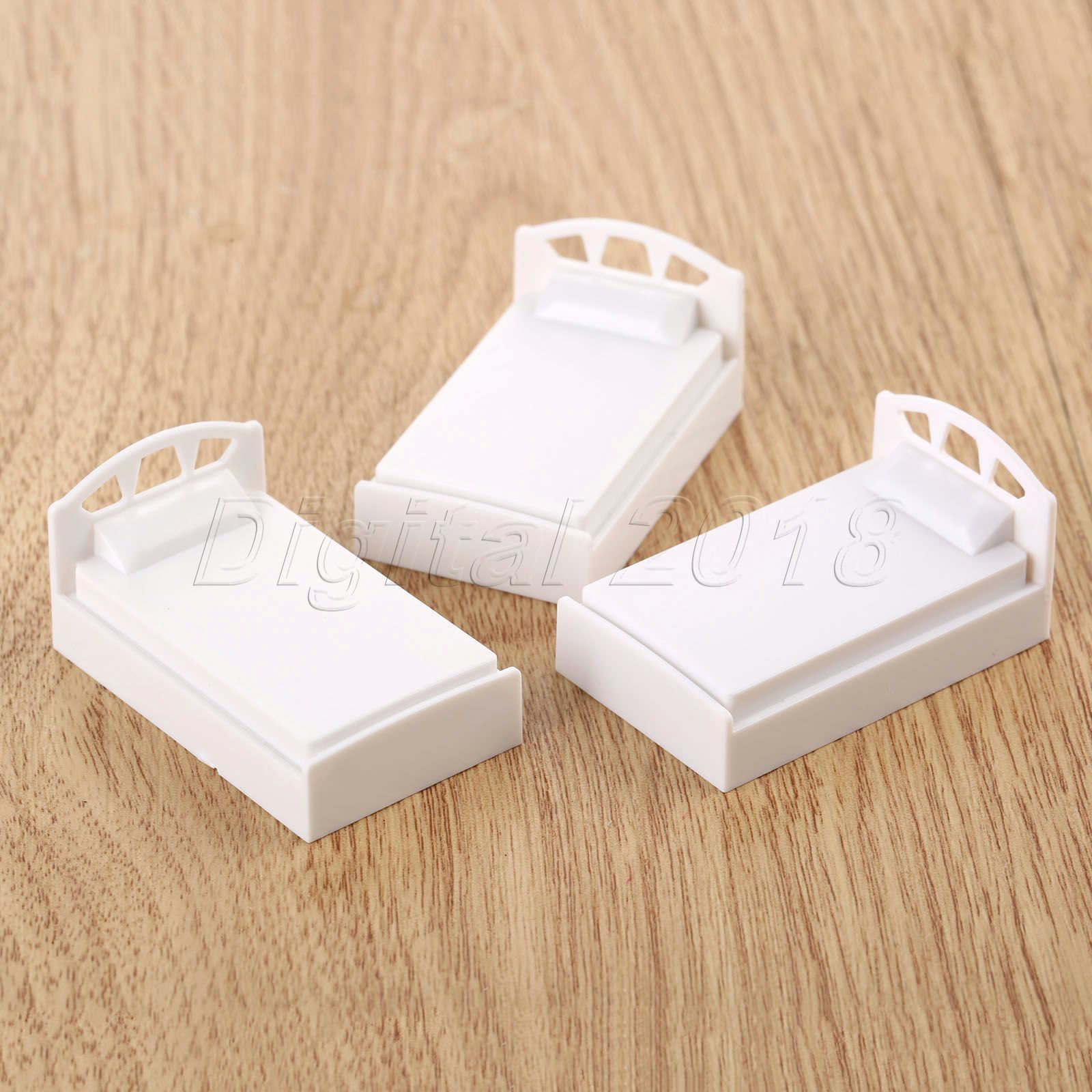 For Dolls House Furniture Model 10pcs Set Single Bed Bedroom Diorama 1:50 Scale