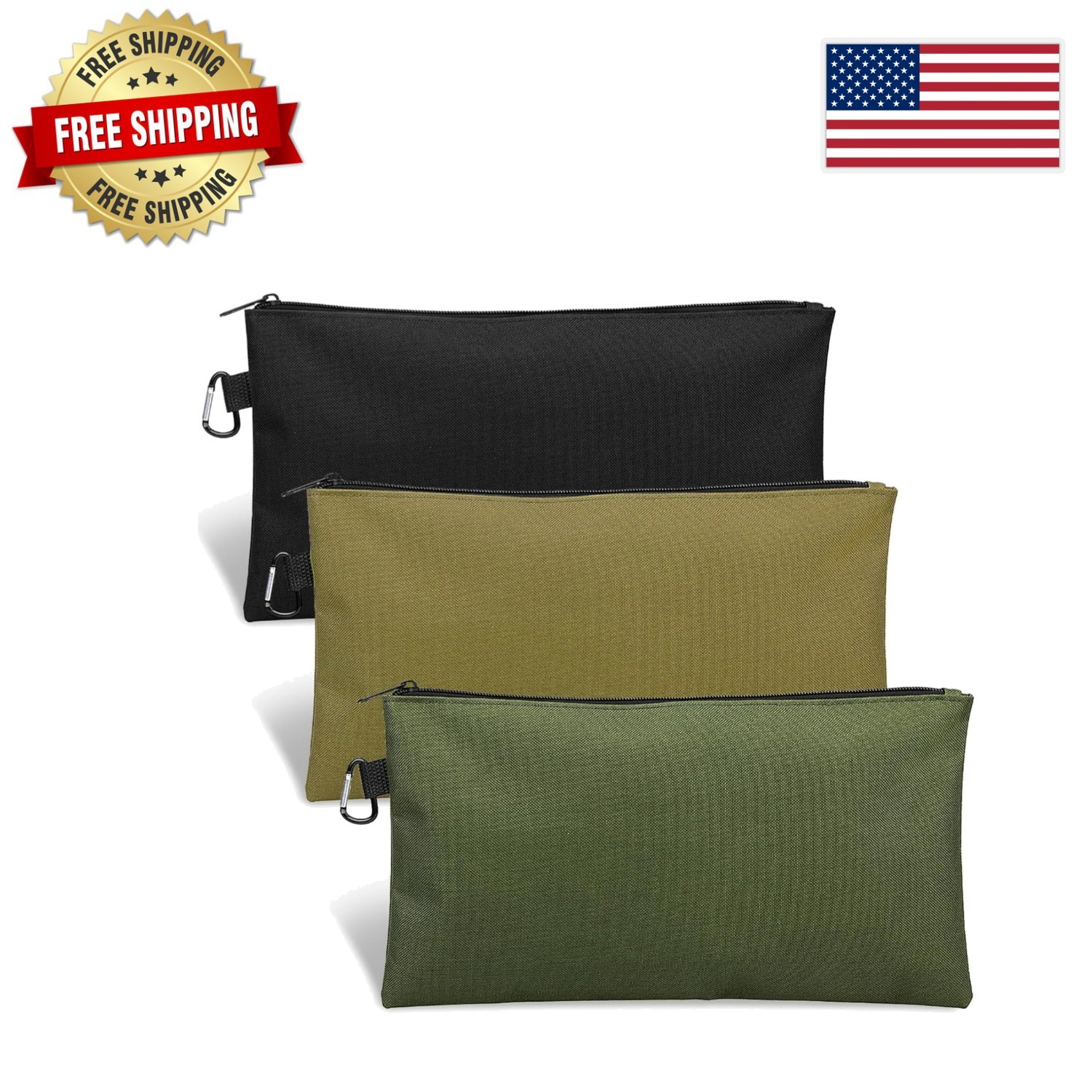 Moisture-Resistant 3 Pack Tool Pouches -  Organizers in Three Colors