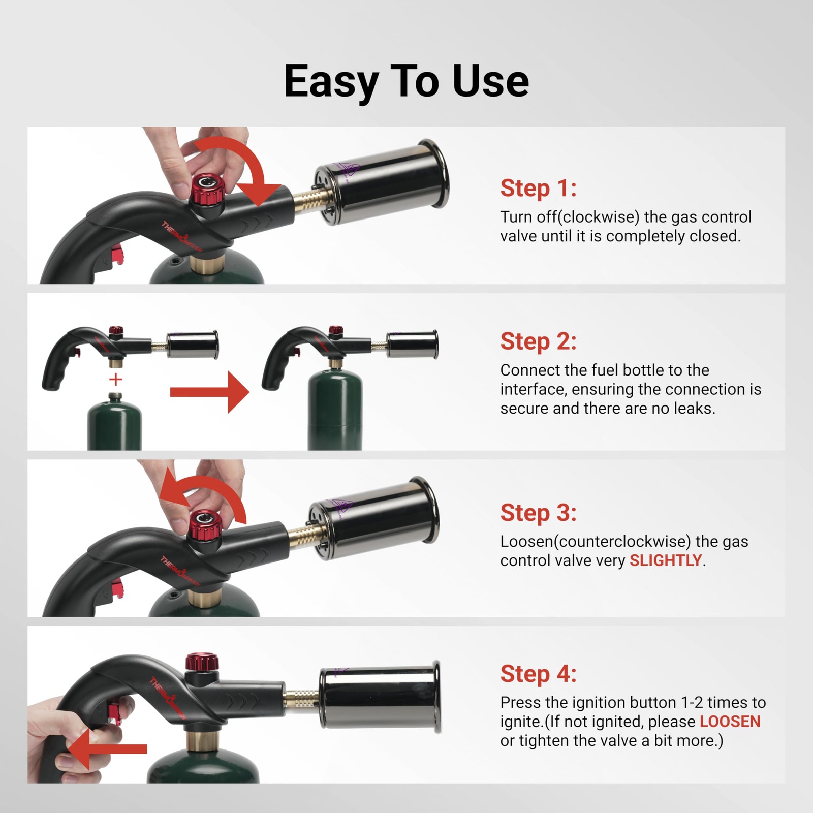 Powerful Propane Torch, Kitchen Cooking Culinary Torch Lighter, Adjustable Bl...