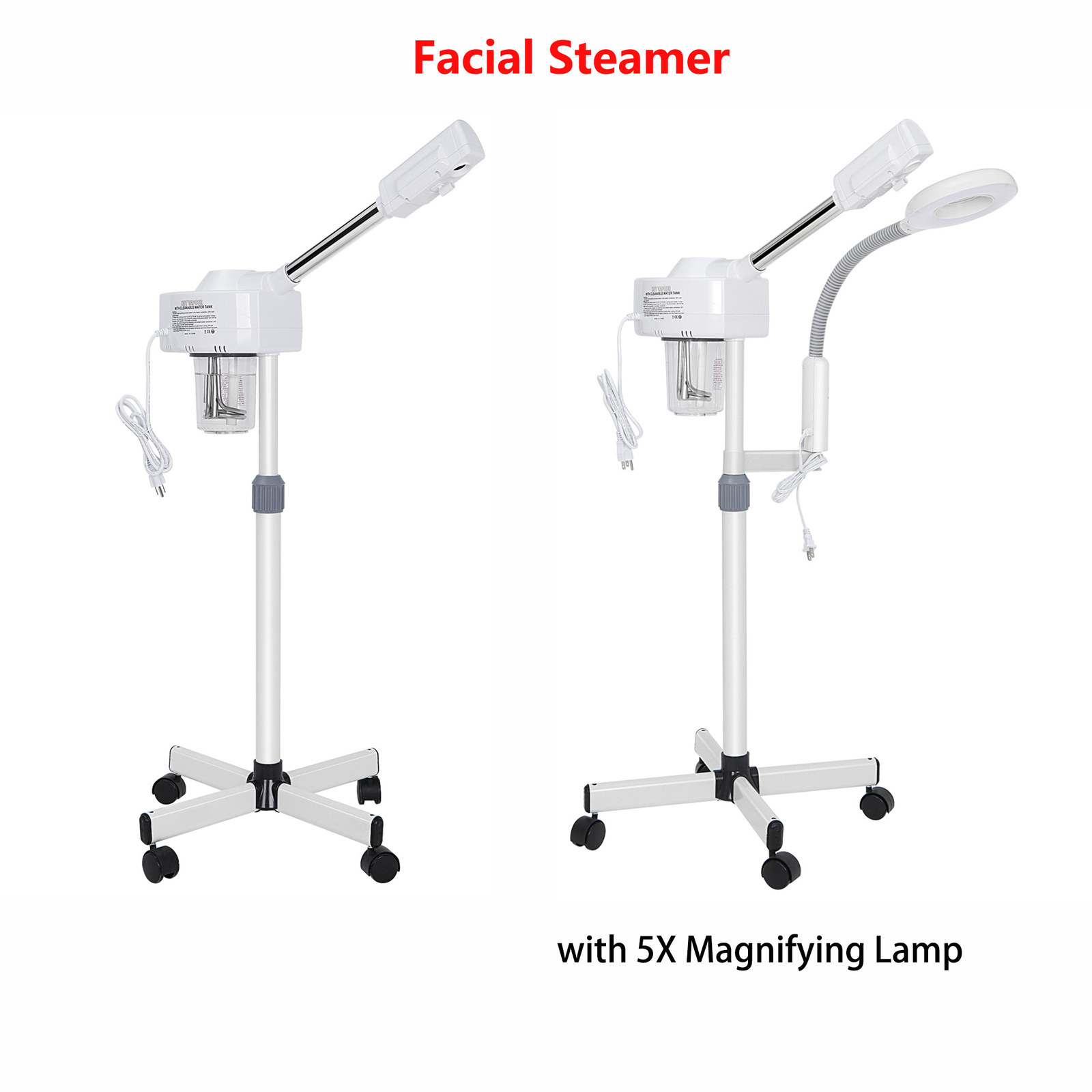 Professional Facial Steamer on Wheels Ionic Ozone Adjustable Height for Spa Salo