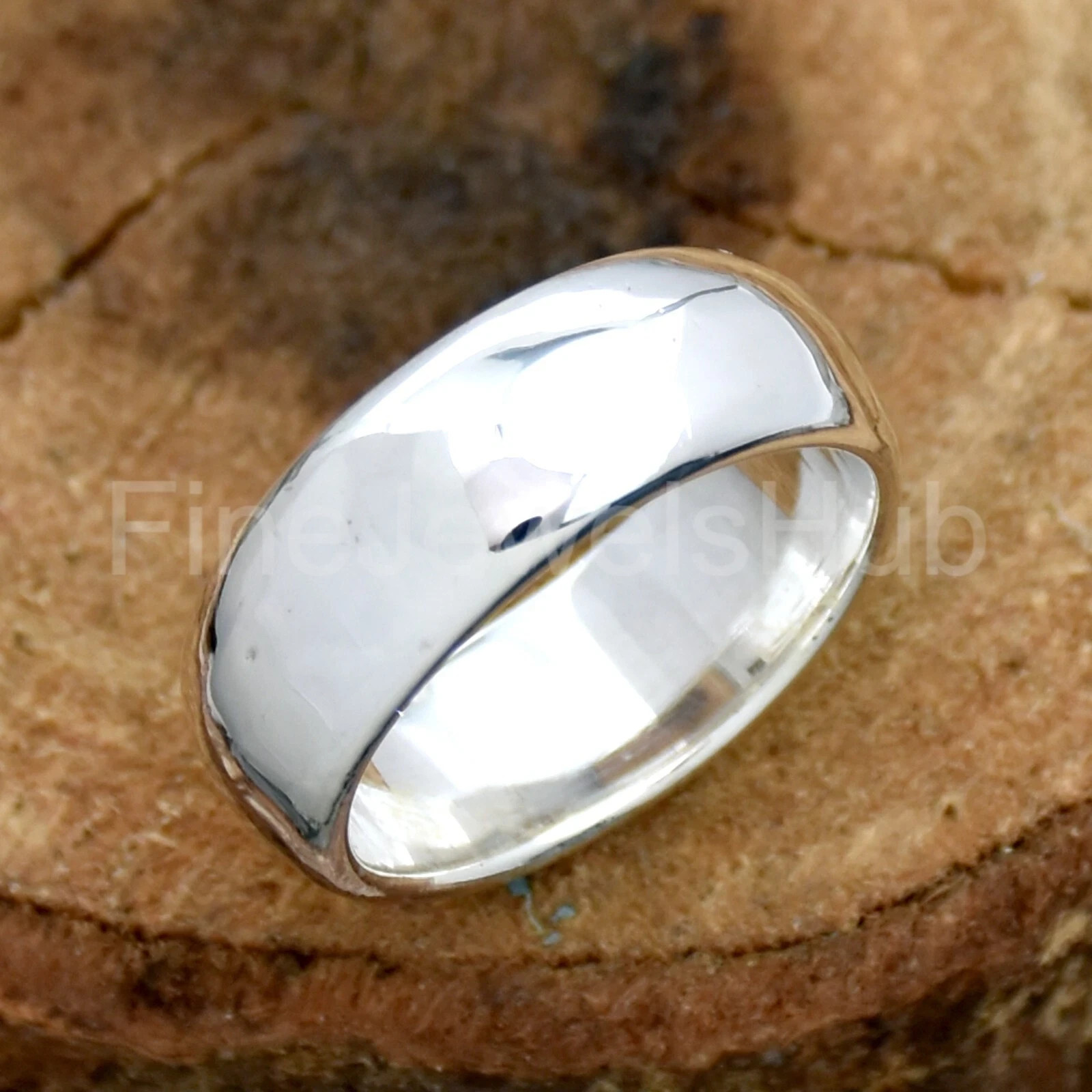 925 Sterling Silver Plain Wedding Dome Band Ring Comfort Fit Ring Wide Band GD90