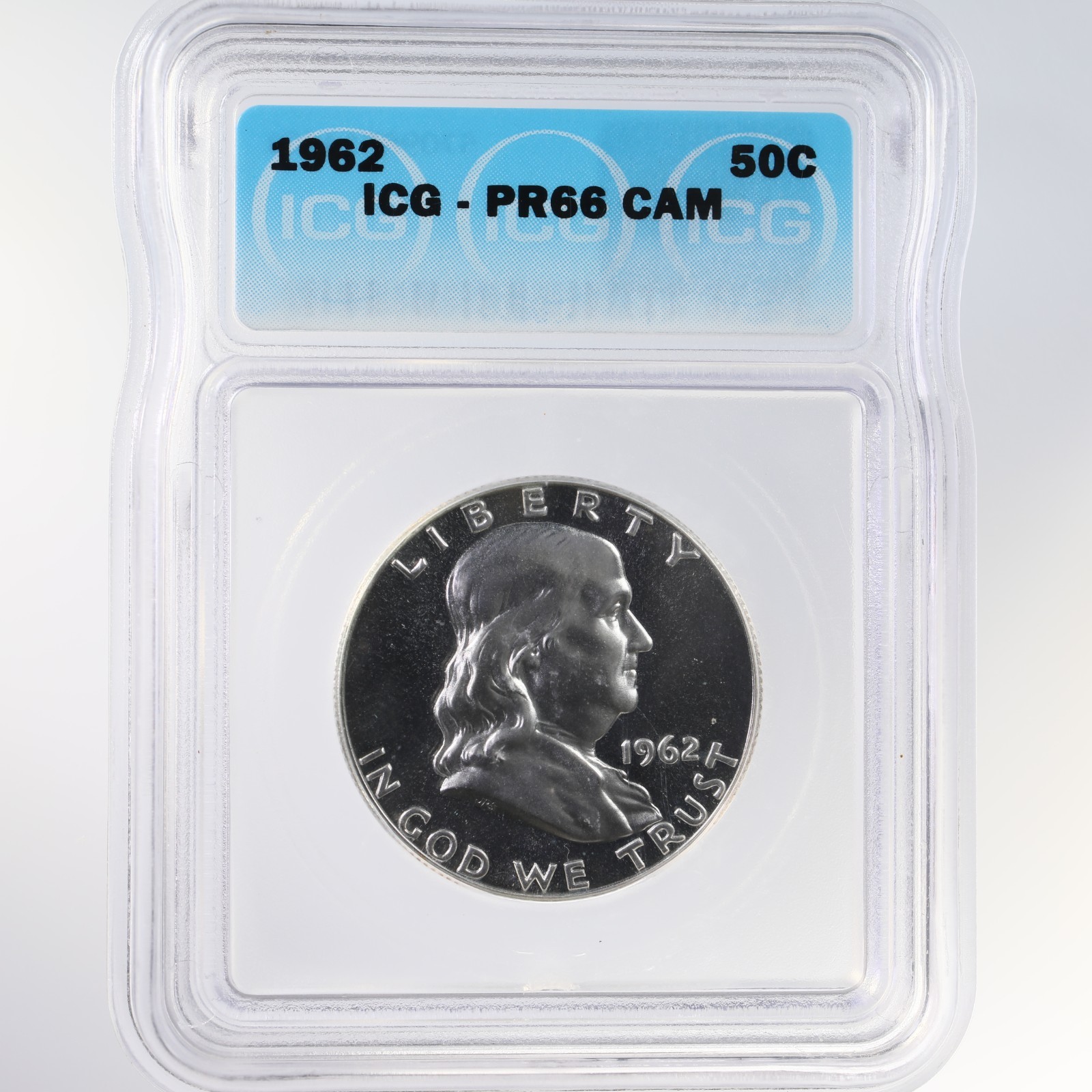 1962 Franklin 50C ICG Certified PR66 CAM Proof Silver Half Dollar