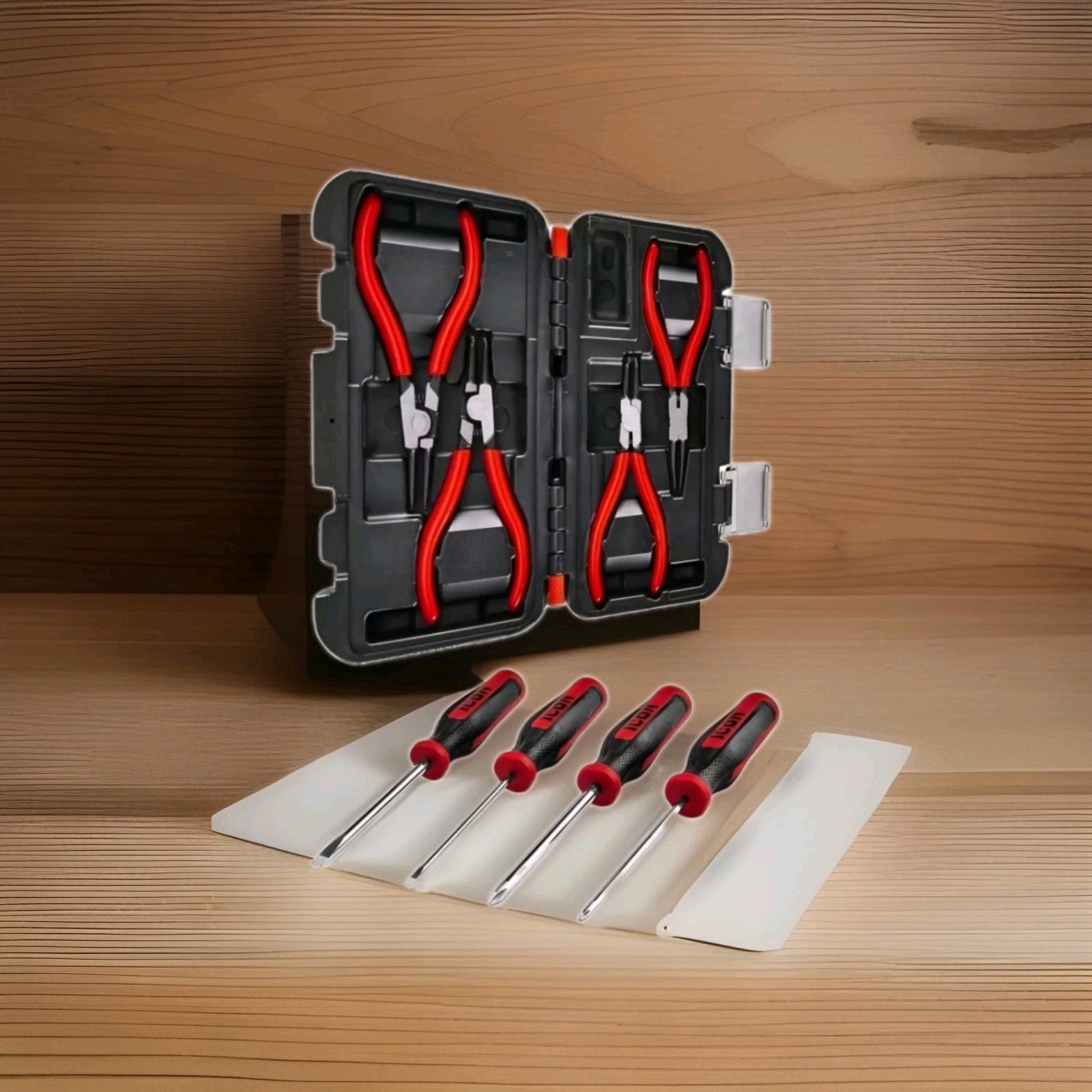 Two Icon 5" Precision Snap Ring Pliers 4pc/Screwdriver Precision Set .4pc