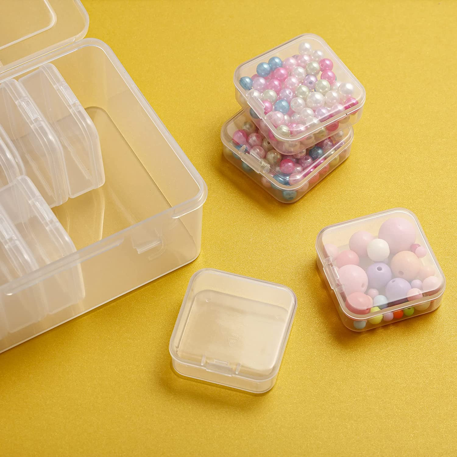 Small Bead Organizers, 15 Pieces Plastic Storage Cases Mini Clear Bead Storage C