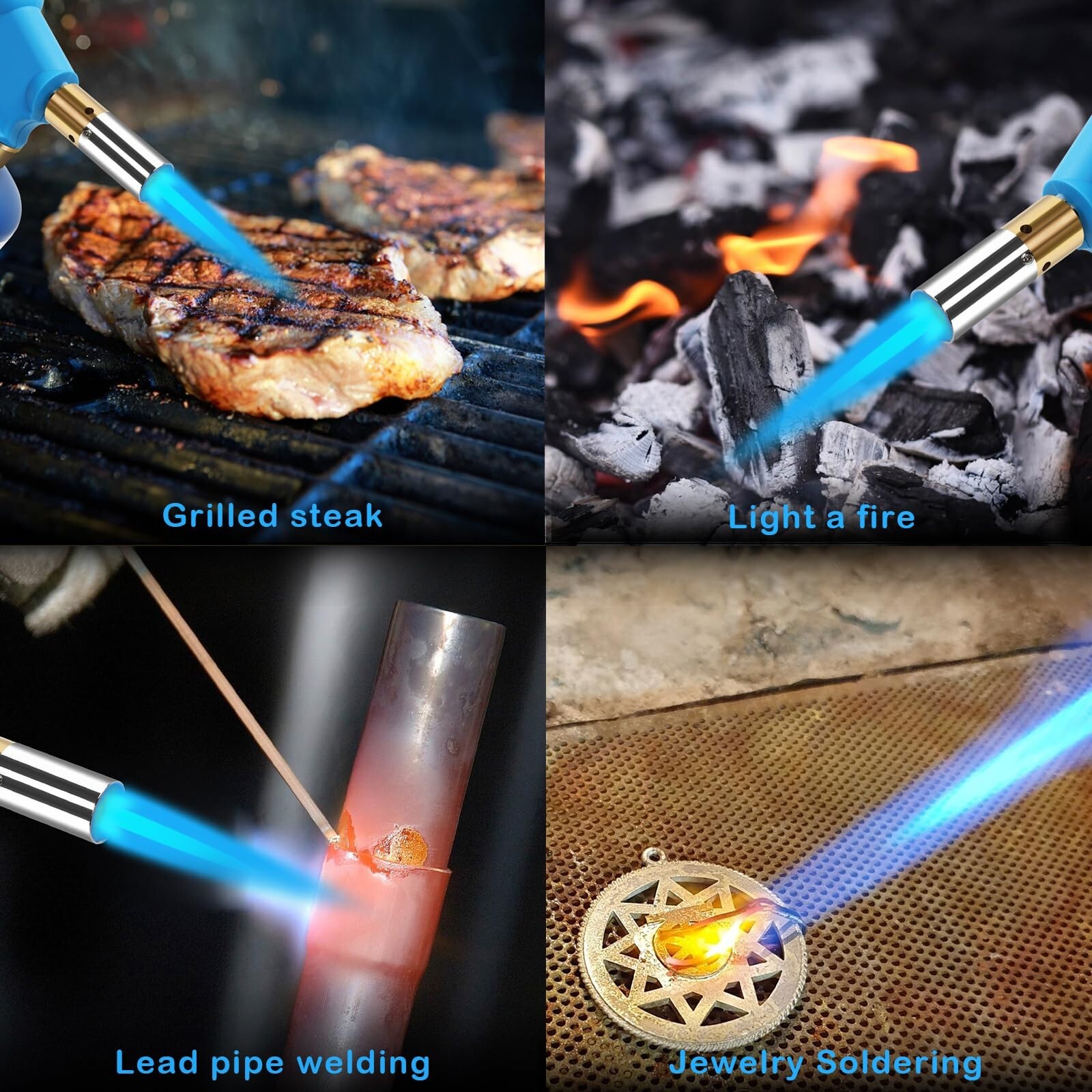 BLUEFIRE Handy Cyclone Propane Torch Head Trigger Start Turbo Swirl MAPP MAP Pro