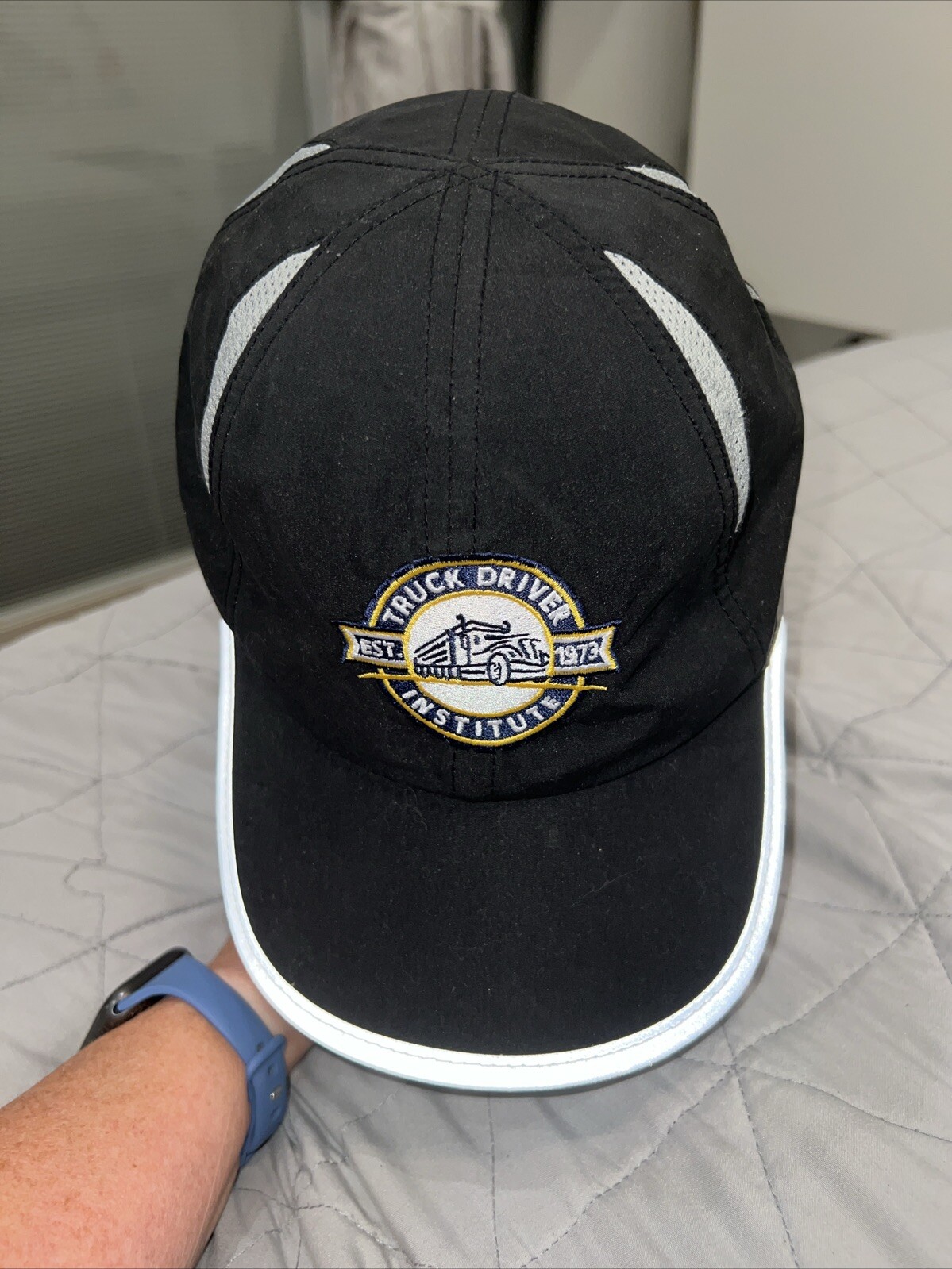 Truck Driver Institute Est 1973 Patch Navy Gray Hat Cap Hook Loop Buckle Vented